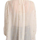 Dolce & Gabbana Off White Silk Blend Ascot Collar Blouse Top