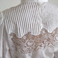 Dolce & Gabbana White Cotton Lace Trim Turtle Neck Top Blouse