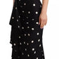 Dolce & Gabbana Black Silk Polka Dots V-neck Sheath Midi Dress