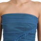 Dolce & Gabbana Blue Mesh Trim Ruched Tulle Sheath Dress