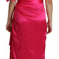 Dolce & Gabbana Fuchsia Fitted Cut One Shoulder Midi Dress