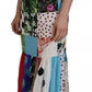 Dolce & Gabbana Silk Multicolor Patchwork Sheath Maxi Dress