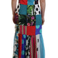 Dolce & Gabbana Silk Multicolor Patchwork Sheath Maxi Dress