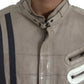 Dolce & Gabbana Beige Leather Full Zip Biker Coat Jacket