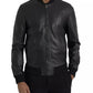 Dolce & Gabbana Black Bomber Leather Full Zip Biker Blouson Jacket