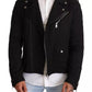 Dolce & Gabbana Black Brocade Full Zip Biker Coat Jacket