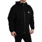 Dolce & Gabbana Black Cotton Hooded Logo Bomber Jacket