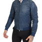 Dolce & Gabbana Blue Leather Perforated Full Zip Jacket