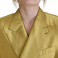 Dolce & Gabbana Gold Satin Long Sleeves Blazer Coat Jacket