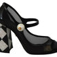 Dolce & Gabbana Black Embellished Harlequin Mary Janes Pumps Shoes