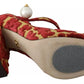 Dolce & Gabbana Red Floral Brocade Heels Mary Janes Pumps Shoes