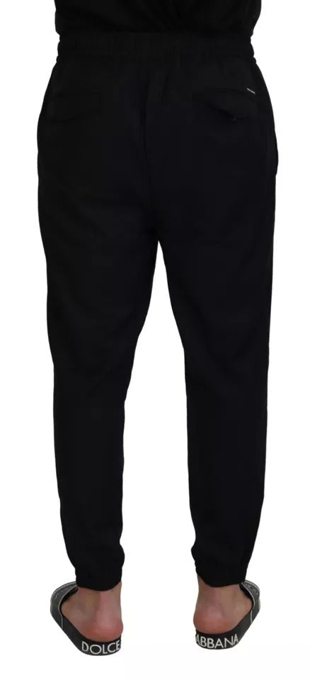 Dolce & Gabbana Black Jogger Jogging Wool Pants