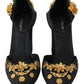 Dolce & Gabbana Black Floral Angel Applique Ankle Strap Pumps Shoes