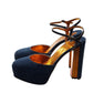 Christian Louboutin Coluna Denim Navy Blue Platform Heel Pumps