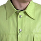 Dolce & Gabbana Green Cotton Collared Casual Button Down Shirt