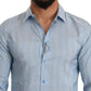 Dolce & Gabbana Blue Striped Silk Formal Dress MARTINI Shirt