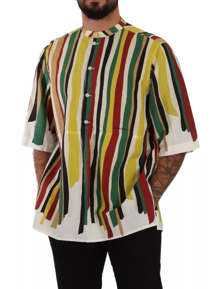 Dolce & Gabbana Multicolor Striped Linen Cotton Shirt