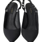 Dolce & Gabbana Black Embellished Charmeuse Slingback Heels Shoes