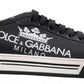 Dolce & Gabbana Black Leather Crown Milano Sneakers Casual Shoes