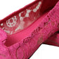 Dolce & Gabbana Pink Taormina Lace Slip On Flats Shoes