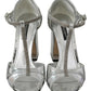 Dolce & Gabbana Silver Crystals T-strap Sandals Leather Shoes