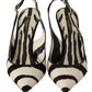 Dolce & Gabbana Black White Zebra Leather Heels Slingback Shoes