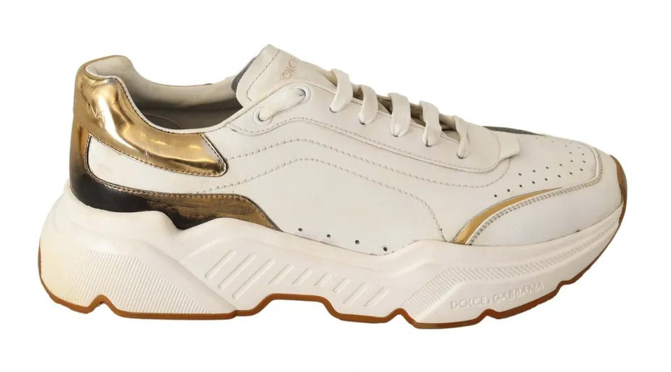 Dolce & Gabbana White Gold Leather Sport DAYMASTER Sneakers Shoes