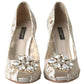 Dolce & Gabbana White Taormina Lace Crystal Heels Pumps Shoes