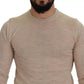 Dolce & Gabbana Beige Virgin Wool Crew Neck Pullover Sweater