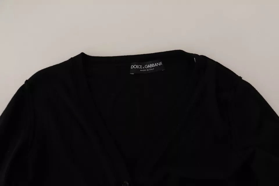 Dolce & Gabbana Black Wool Knit Button Down Cardigan Sweater