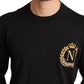 Dolce & Gabbana Black Wool Silk Napoleon Gold Sweater