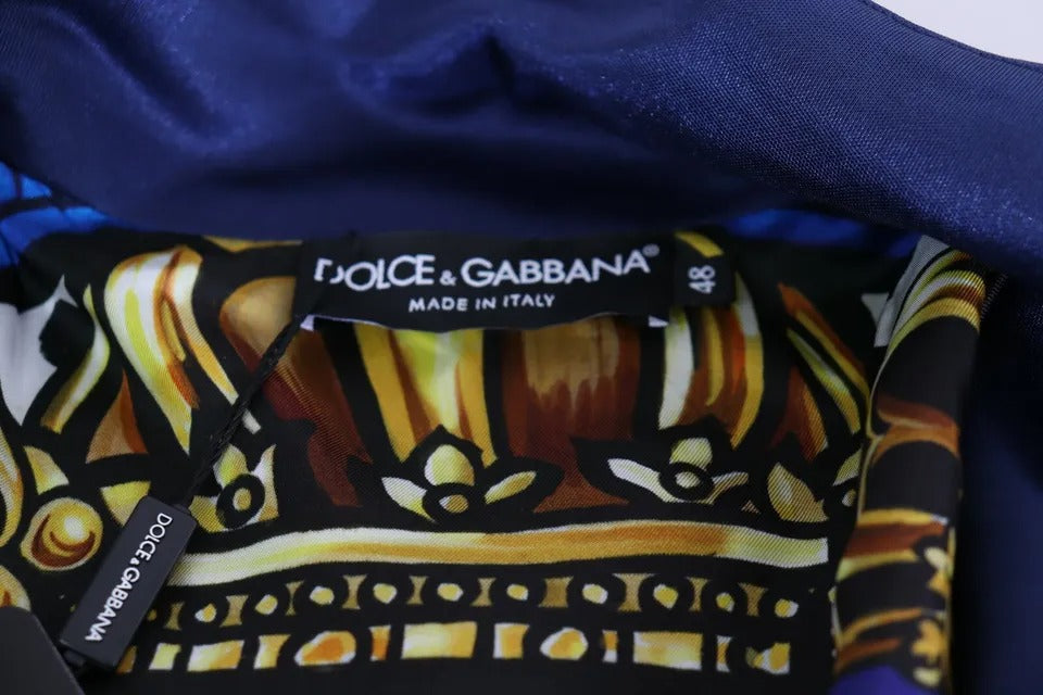 Dolce & Gabbana Blue Heraldic Patch Striped King Bee Sweater