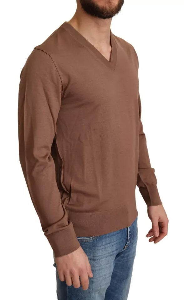 Dolce & Gabbana Brown Silk Cashmere Pullover Sweater