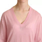 Dolce & Gabbana Pink V-neck Women Pullover Cashmere Sweater