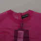 Dolce & Gabbana Fuchsia Polyester Crewneck Pullover Sweater