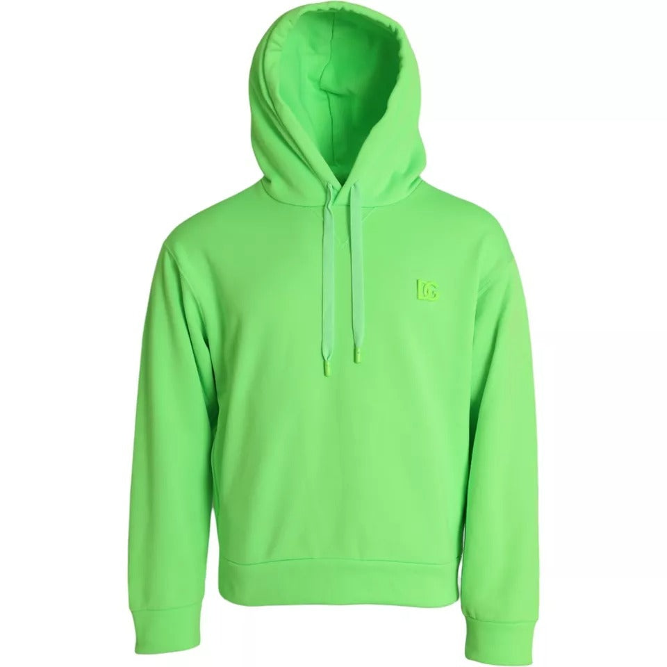 Dolce & Gabbana Neon Green Logo Pullover Hooded Sweatshirt Sweater