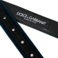 Dolce & Gabbana Blue Velvet Leather Silver Metal Buckle Belt