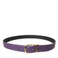 Dolce & Gabbana Purple Leather Gold Metal Buckle Belt Men