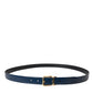 Dolce & Gabbana Blue Calf Leather Gold Metal Buckle Belt Men