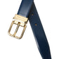 Dolce & Gabbana Blue Calf Leather Gold Metal Buckle Belt Men