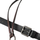 Dolce & Gabbana Black Brown Leather Silver Metal Buckle Belt