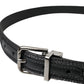 Dolce & Gabbana Black Jacquard Stripes Silver Metal Buckle Belt