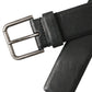 Dolce & Gabbana Black Calf Leather Silver Metal Buckle Belt