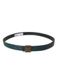 Dolce & Gabbana Dark Green Leather Square Metal Buckle Belt