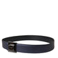 Dolce & Gabbana Blue Leather Square Metal Buckle Belt