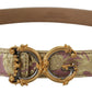 Dolce & Gabbana Pink Jaquard DG Logo Gold Metal Buckle Belt