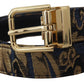 Dolce & Gabbana Multicolor Jacquard Leather Logo Buckle Belt