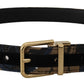 Dolce & Gabbana Multicolor Jacquard Leather Logo Buckle Belt