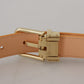 Dolce & Gabbana Beige Exotic Leather Gold Metal Buckle Belt