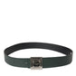 Dolce & Gabbana Green Calf Leather Square Metal Buckle Belt